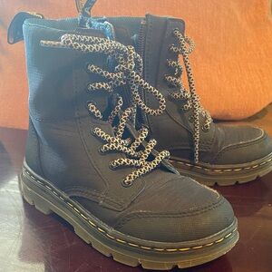 Dr. Martens Kids Doc’s Black Lace-Up Boots with Yellow Stitching